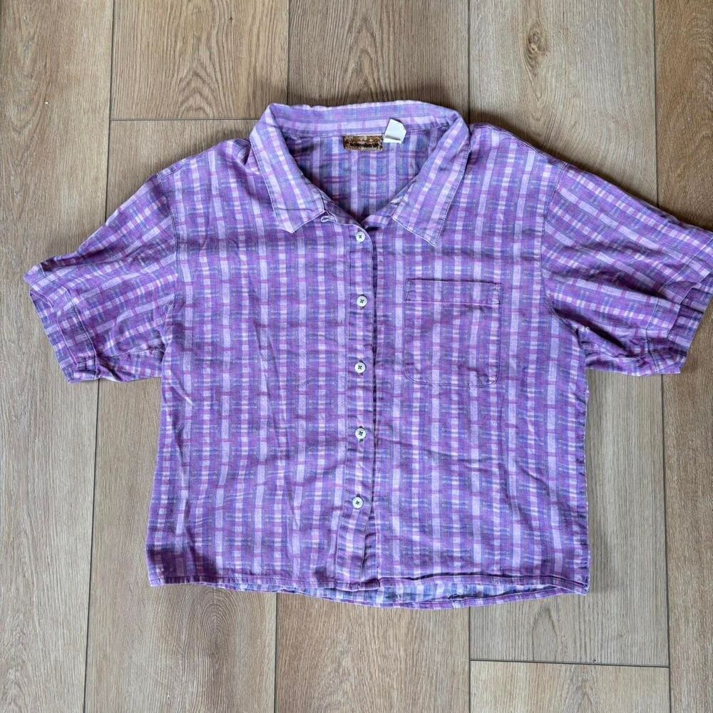 VTG 90s Patagonia Air Conditioned Purple Plaid Women's Large Button Up Shirt